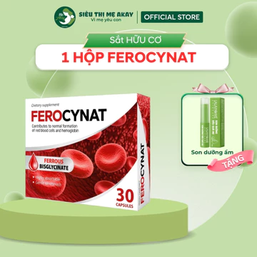 Viên uống sắt hữu cơ Ferocynat, Bổ sung sắt hữu cơ cho Bà bầu và Mẹ sau sinh, Vitamin C, B6, Hộp 30 viên