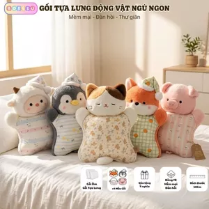 Gối Ôm Gấu Bông Hình Động Vật Mèo/Heo/Cừu/Cáo Dễ Thương, Gối Tựa/Đệm Lưng Văn Phòng Siêu Mềm Mại Đàn Hồi, Bobesu
