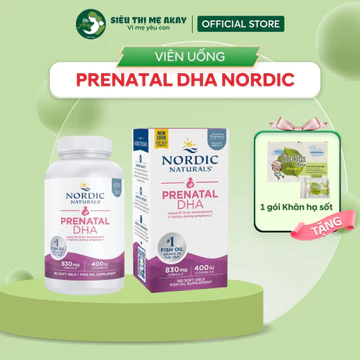 Viên uống bổ sung Prenatal DHA Nordic, bổ sung Omega-3, DHA, EPA, nhập khẩu Mỹ, lọ 90 viên