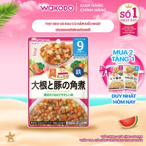 Cháo ăn dặm Wakodo cho bé từ 9 tháng tuổi Thịt Heo Và Rau Củ Hầm Kiểu Nhật 80G