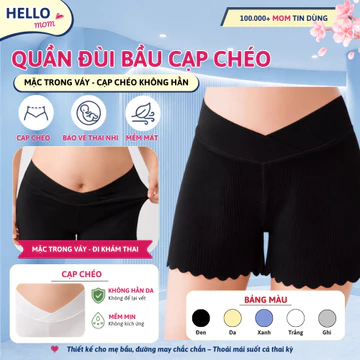 Quần Đùi Bầu Hello Mom Mặc Trong Váy Kín Đáo Chất Vải Lụa Tăm Mềm Mại - Quần Short Bầu Mặc Nhà Mặc Ngủ Cho Mẹ Bầu, QD3