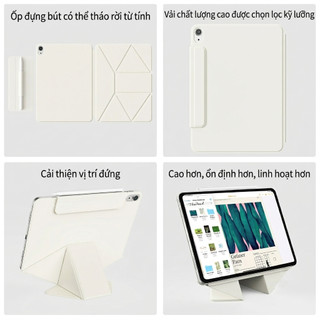 KTGGHG  ốp lưng iPad từ tính phù hợp với iPad 11th/10th Air 4~5th/6~8th 11"/10.9" gấp nhiều góc và tháo rời được