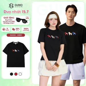 Áo Thun Nam Nữ Thêu Ngựa GUNO Trơn Màu Co Dãn 4 Chiều Thoáng Mát 26AG06/AB11