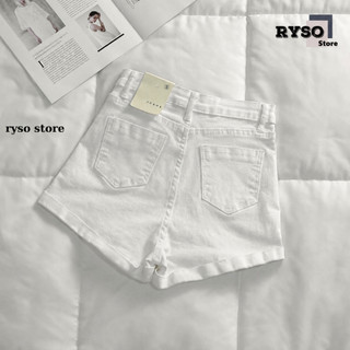 Quần Short Đùi Nữ Kaki Giả Jeans Lưng Cao Ống Gập Form Ôm Co Giãn Màu Đen Trắng QU01 RYSO STORE