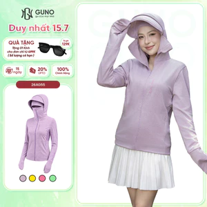 Áo Chống Nắng GUNO Tre Thơm Nữ Che Kín Tay 2 Lớp Dáng Ngắn Chống Tia UV Có Mũ Rộng Vành 26AG55