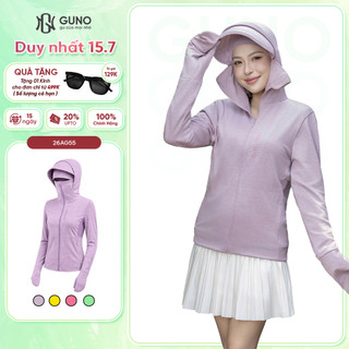Áo Chống Nắng GUNO Tre Thơm Nữ Che Kín Tay 2 Lớp Dáng Ngắn Chống Tia UV Có Mũ Rộng Vành 26AG55
