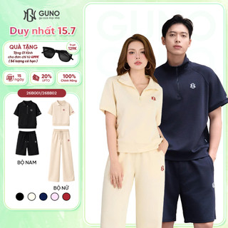 [BST Modal Cool 2026] Bộ Quần Áo Nam Nữ GUNO Cao Cấp Cổ Bẻ Kèm Quần Suông Logo Thêu 26BG01/26BB02