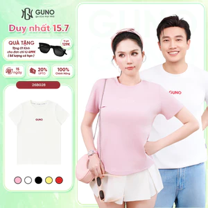 Áo thun nữ GUNO áo phông vải cotton mát cao cấp logo thêu phom vừa năng động dễ phối 26AG28/AB38