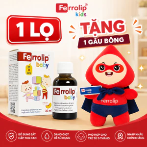 Ferrolip Baby (Lọ 30ml) Sắt Hữu Cơ Cho Bé Dạng Nhỏ Giọt Hương Đào Thơm Ngon Cho Bé