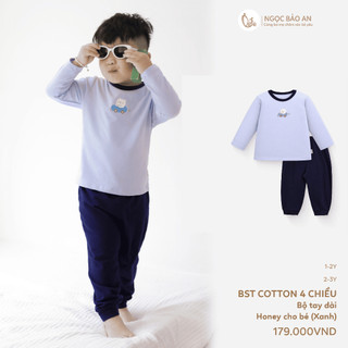 NBAN (1-2Y) Bộ quần áo dài tay cotton 4 chiều thoáng mát, thấm hút tốt cho bé mặc nhà, đi học