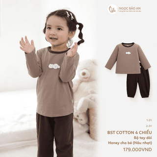 NBAN (1-2Y) Bộ quần áo dài tay cotton 4 chiều thoáng mát, thấm hút tốt cho bé mặc nhà, đi học