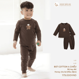 NBAN (1-2Y) Bộ quần áo dài tay cotton 4 chiều thoáng mát, thấm hút tốt cho bé mặc nhà, đi học