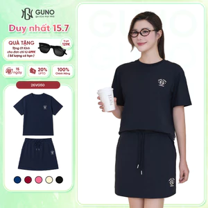 Set bộ chân váy nữ GUNO cổ tròn kiểu dáng basic năng động thời trang 26VG50