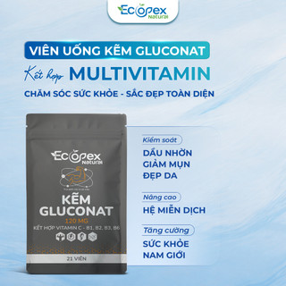 Kẽm Gluconat + Multi Vitamin Tăng Cường Sức Khỏe, Kiểm Soát Dầu Nhờn, Giảm Mụn, Đẹp Da - Túi 21 Viên