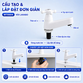Vòi lavabo WATERTEC màu trắng WT0004 nhựa ABS/PP/POM Malaysia chống oxy hóa
