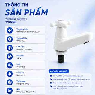 Vòi lavabo WATERTEC màu trắng WT0004 nhựa ABS/PP/POM Malaysia chống oxy hóa