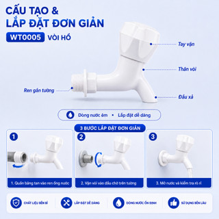 Vòi hồ nhựa tay vặn WATERTEC WT0005 nhựa ABS Malaysia chống oxy hóa