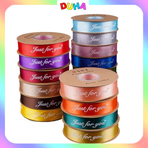 combo 10 Cuộn Ruy băng lụa 2cm chữ Just For You sang trọng gói hoa, gói quà siêu xinh DUHA 058