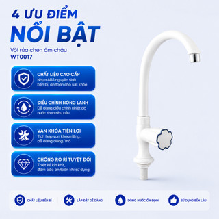 Vòi rửa chén âm chậu WATERTEC màu trắng WT0017 nhựa ABS/PP/POM Malaysia chống oxy hóa