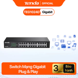 Tenda TEG1024D Switch Mạng 24 Cổng Gigabit Ethernet 1000Mbps Hỗ Trợ VLAN Plug & Play Vỏ Kim Loại