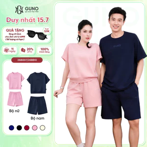 Bộ quần áo đùi nam nữ GUNO cổ tròn vải modal cool dáng thể thao 26BG07/BB10