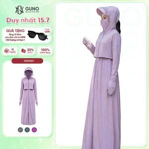 Áo Chống Nắng GUNO Bản Che Tay Dáng Dài Toàn Thân Nữ Tre Thơm 2 Lớp Chống Tia UV Mũ Rộng Vành 26AG63