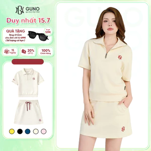 Set Bộ Váy Áo Nữ GUNO Vải Modal Cool Mềm Mát Cổ Polo Khóa Kéo Phối Sườn Logo Thêu 26VG14