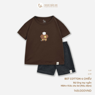 NBAN (1-2Y) Bộ quần áo lửng tay ngắn cotton 4 chiều thoáng mát, thấm hút tốt cho bé mặc đi chơi