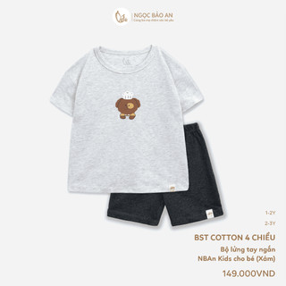 NBAN (1-2Y) Bộ quần áo lửng tay ngắn cotton 4 chiều thoáng mát, thấm hút tốt cho bé mặc đi chơi
