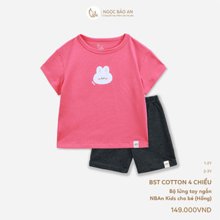 NBAN (1-2Y) Bộ quần áo lửng tay ngắn cotton 4 chiều thoáng mát, thấm hút tốt cho bé mặc đi chơi