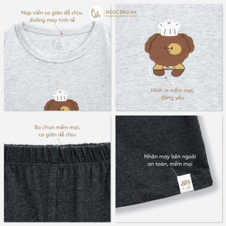 NBAN (1-2Y) Bộ quần áo lửng tay ngắn cotton 4 chiều thoáng mát, thấm hút tốt cho bé mặc đi chơi