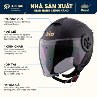Mũ Bảo Hiểm 3/4 KIO Kn06k Kính Che Full Mặt, Đạt Chuẩn Xe Máy, Size M L XL Phù Hợp Nam Nữ, Bh 12T