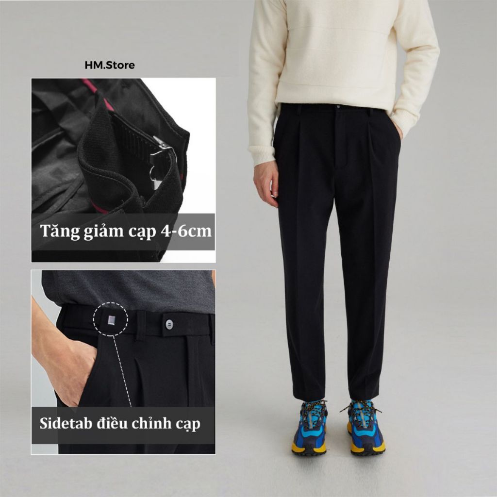 (CÓ BIGSIZE)Quần Âu Sidetab Chỉnh Eo Vải Cotton hàn Cao Cấp,Co giãn nhẹ cạp điều chỉnh