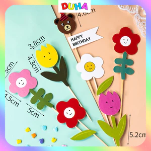 - COMBO 20 Set cắm giấy Chủ đề cây, chủ đề hoa, chủ đề lá - Trang trí bánh sinh nhật bánh kem DUHA 073