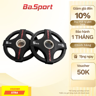 Tạ đĩa phi 52mm  bọc cao su 2,5kg - 5kg - 10kg/ 1 Bánh - IRONBULL