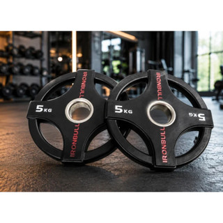Tạ đĩa phi 52mm  bọc cao su 2,5kg - 5kg - 10kg/ 1 Bánh - IRONBULL