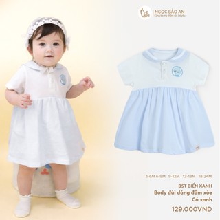 NBAN (3M-24M) Bộ Bodysuit Biển Xanh, bộ đồ ngắn tay giả đầm chất liệu cotton mềm mại cho bé