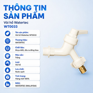 Vòi hồ máy giặt Watertec WT0033 nhựa ABS Malaysia chống oxy hóa