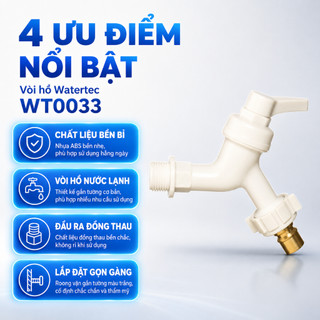 Vòi hồ máy giặt Watertec WT0033 nhựa ABS Malaysia chống oxy hóa