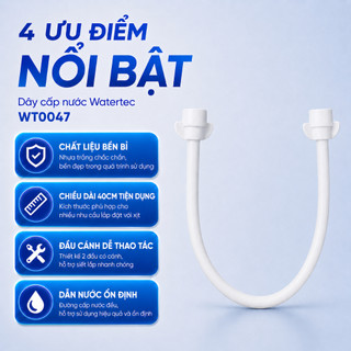 Dây cấp nước 4 tấc có nút cánh trắng cao cấp WATERTEC WT0047 nhựa PVC Malaysia