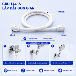 Dây cấp nước vòi sen cao cấp 1.5m WATERTEC WT005Y nhựa PVC Malaysia