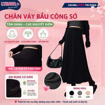 Chân Váy Bầu LYSAVA Đai Bụng Co Giãn Chất Vải Nỉ Tăm Hàn Quốc - Váy Bầu Che Khuyết Điểm Tôn Dáng Đẹp Cho Mẹ Bầu, CV2