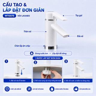 Vòi Lavabo trắng cao cấp WATERTEC thiết kế sang trọng WT0075 nhựa ABS Malaysia chống oxy hóa