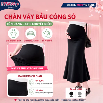 Chân Váy Bầu LYSAVA Đai Bụng Co Giãn Chất Cotton Zip Co Giãn - Váy Bầu Che Khuyết Điểm Tôn Dáng Đẹp Cho Mẹ Bầu, CV3