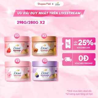 [LIVE] Combo 2 Smoothie Tẩy Tế Bào Chết Body Dove Chăm Da Sáng Mịn 298g/280g