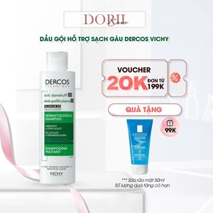 Dầu Gội Vichy Dercos Anti Dandruff Sạch Gàu Cho Da Đầu Dầu, Ngứa 200ml tặng sữa rửa mặt LRP 50ml