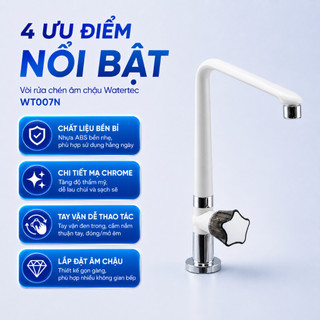 Vòi rửa chén âm chậu WATERTEC màu trắng than WT007N nhựa ABS Malaysia