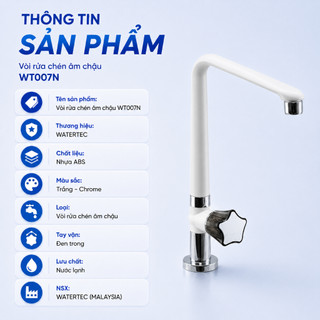 Vòi rửa chén âm chậu WATERTEC màu trắng than WT007N nhựa ABS Malaysia