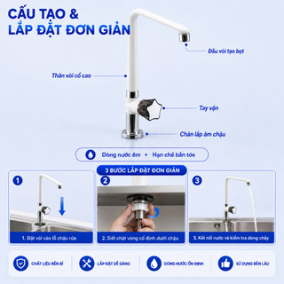 Vòi rửa chén âm chậu WATERTEC màu trắng than WT007N nhựa ABS Malaysia