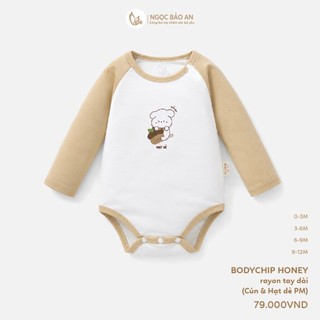 Honey (0-12M) Bộ bodychip sơ sinh tay dài 6 họa tiết đáng yêu chất Rayon thoáng mát thấm hút tốt